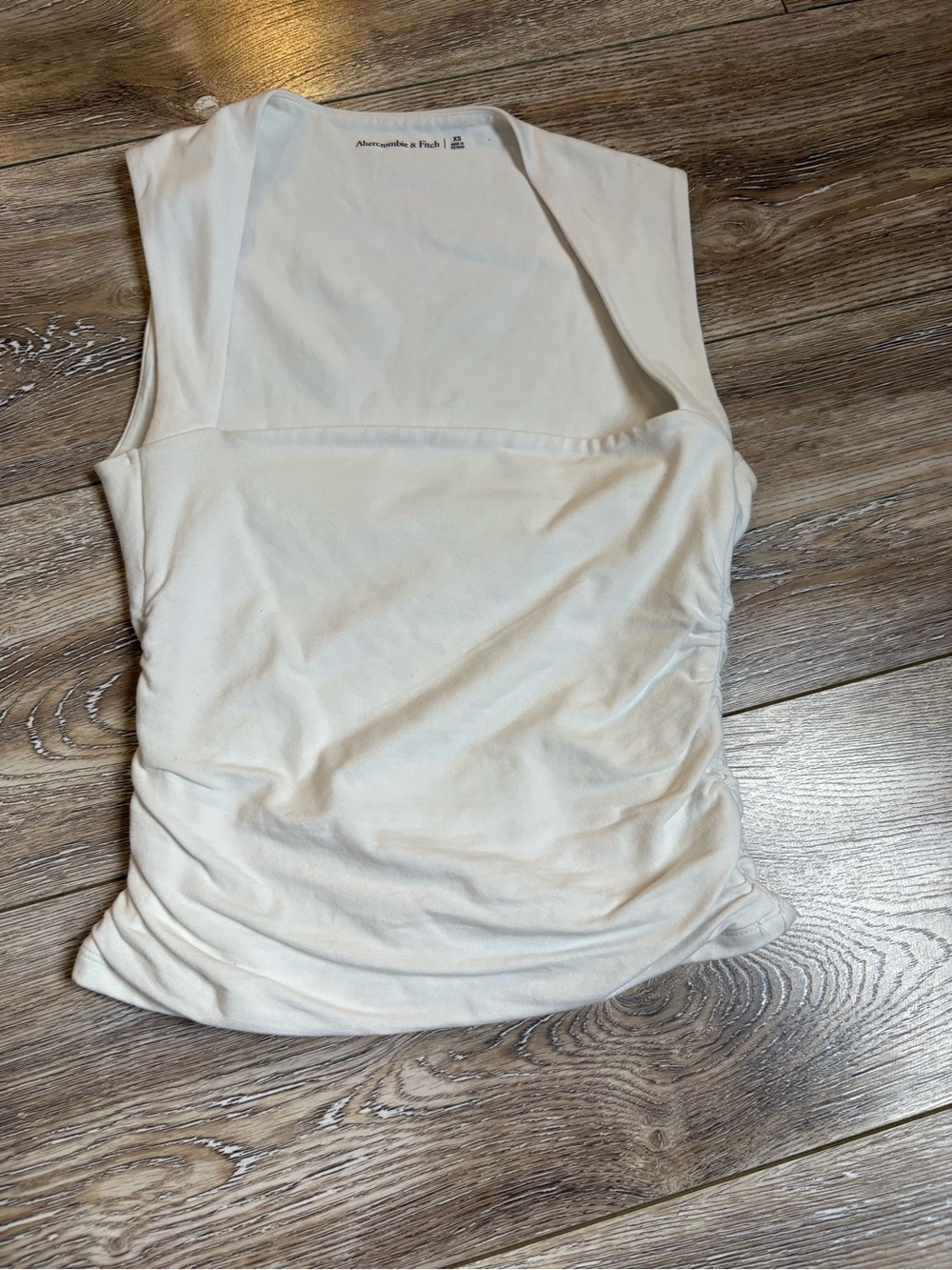 Abercrombie & Fitch Cream Ruched Square-Neck Tank Size XS